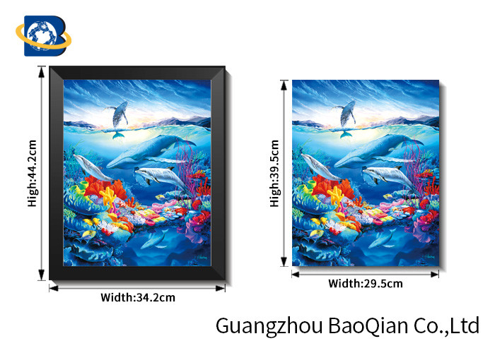 3d Ocean Animal Pictures With Black Frame , 30*40 CM Size 3d Flipped Printing