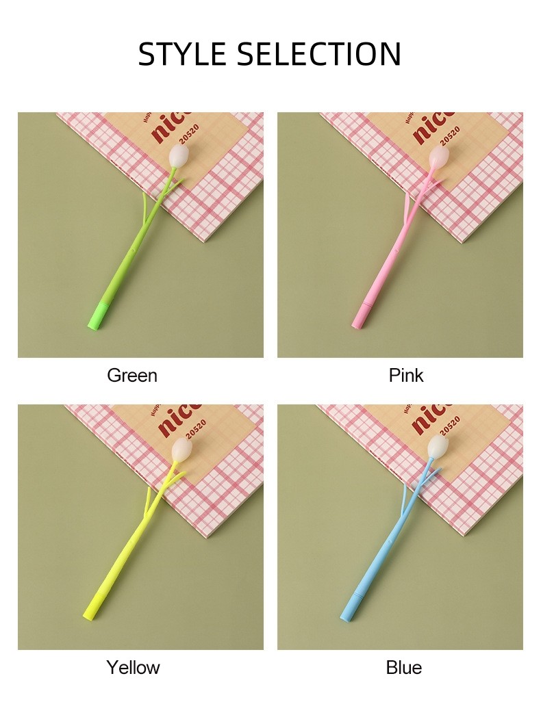 0.5mm Creative Silicon Gift Gel Pen Sun Color Changing Tulip Shape Neutral Pen