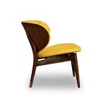 Artistic Dalma Tufted Back Chair , Wood Curved Lounge Chair Rust Treatment Steel