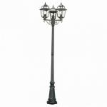 Antique Cast Iron Street Light Post Paris Triple Head Tall Post In Black Finish
