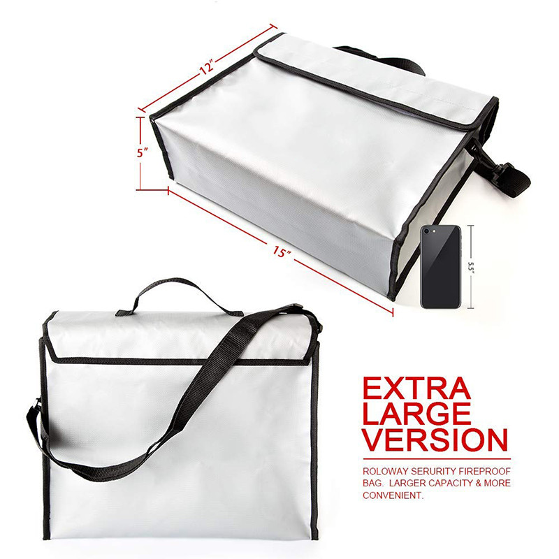 Extra Large Fireproof Bag , Fire Resistant Document Pouch 15x12x5 Inch