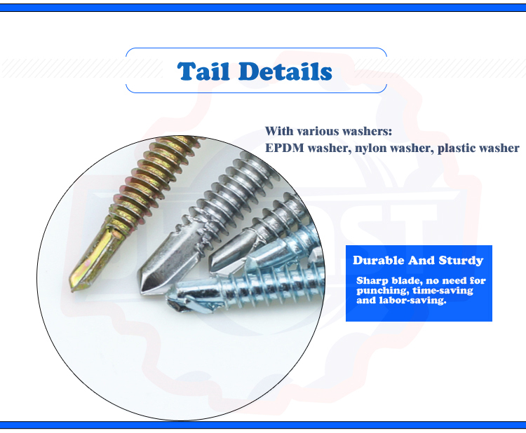 Metric Custom Cross Recessed Pan Wafer Head Self-Drilling Roof Screw with Yellow Finish
