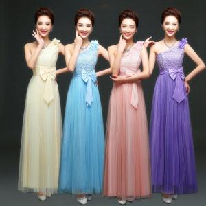 Quality Factory Wholesale Bridesmaids Dress One Shoulder Lace Flower Butterfly Cute Dress wholesale