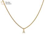 Twisted Chain Stainless Steel Jewelry Initial Letter Alphabet Pendant Necklace