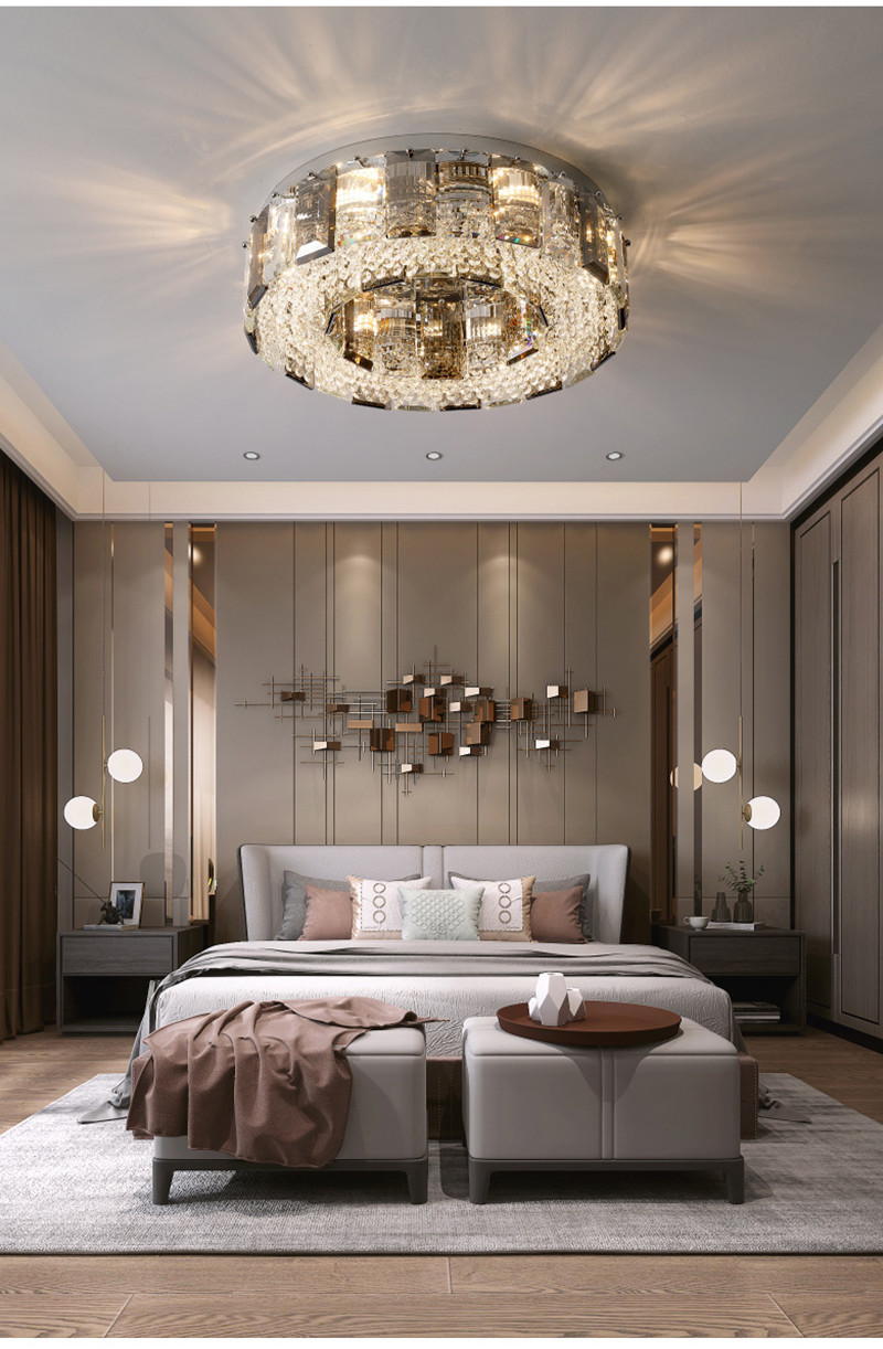 Modern ceiling lights for bedroom smoke gray crystal indoor lighting(WH-CA-56)