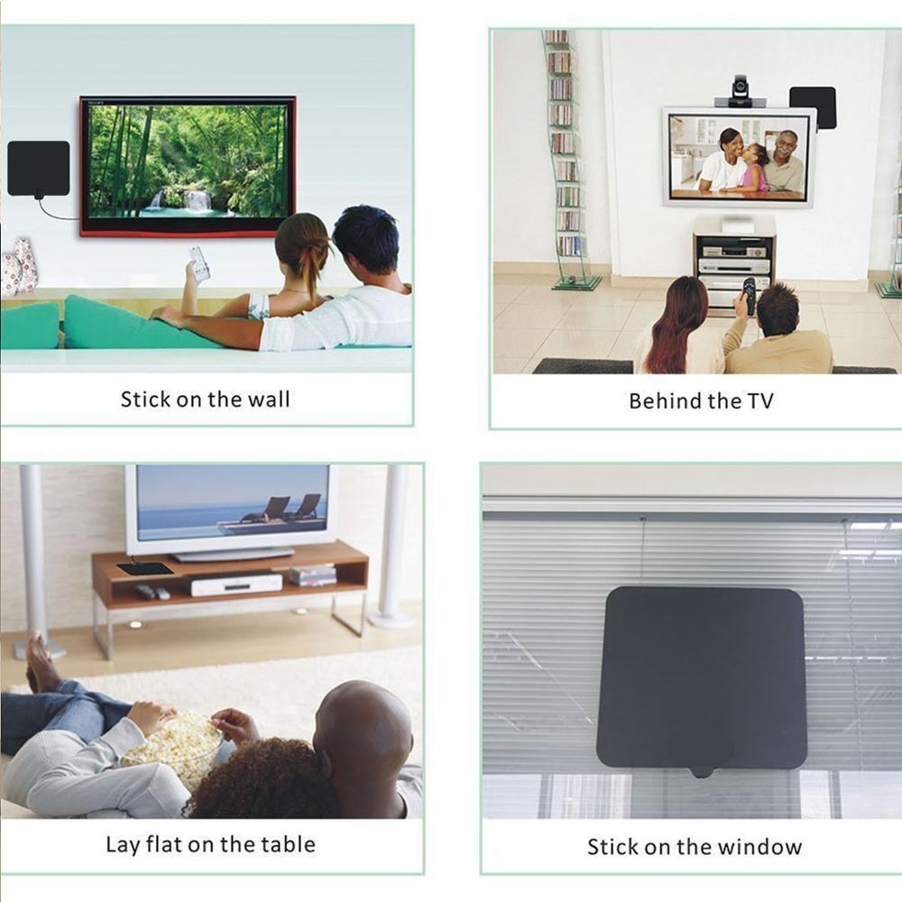 HDTV Digital Antenna Indoor Amplified Antenna 60-80 Miles Range Flat TV antenna