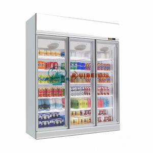 Quality Display fridge supermarket 3 doors beverage chiller glass door refrigerator showcase wholesale