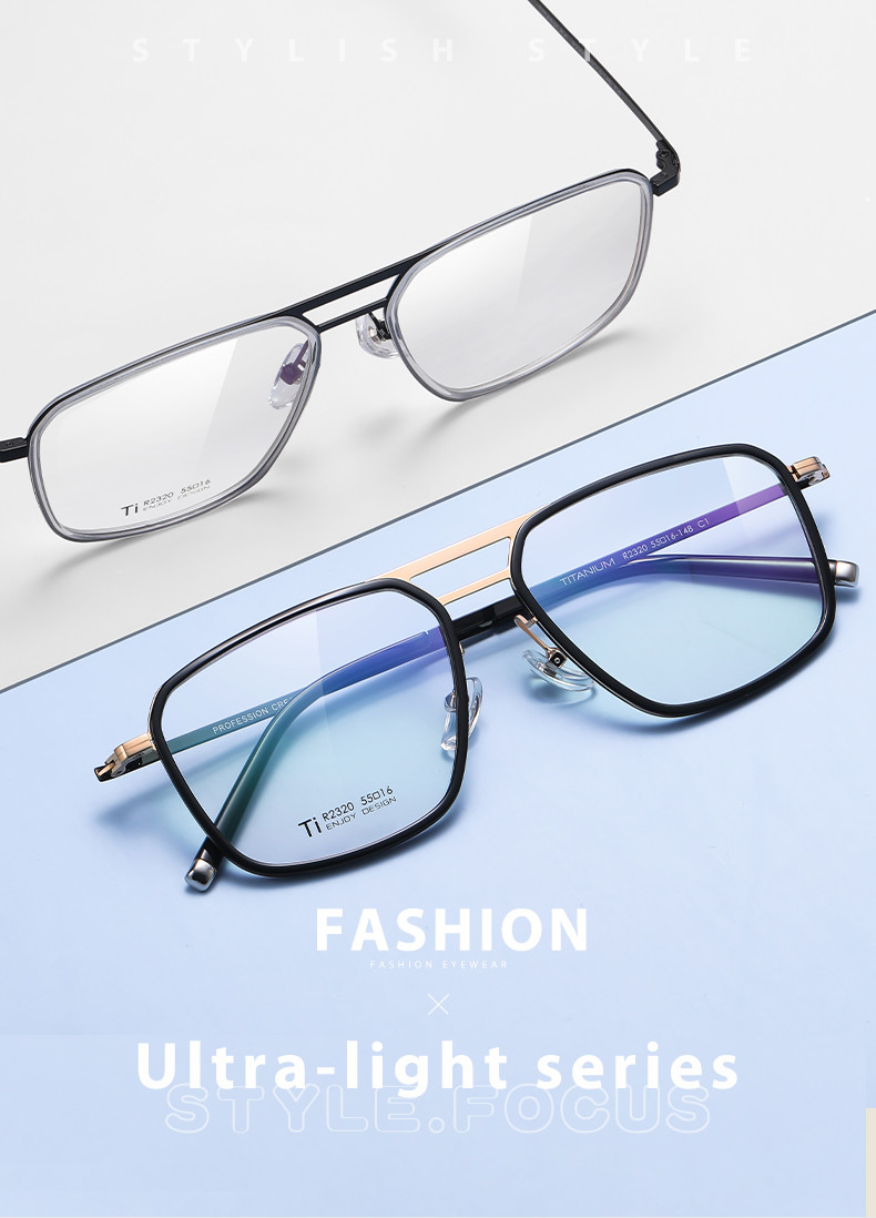 Clear Lens Acetate Titanium Glasses , Unisex Metal Frame Glasses OEM