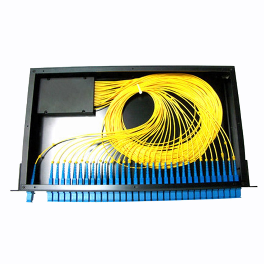19 Inch 1U Fiber Optic Splitter Chassis With Connector 1x64 SC APC PLC