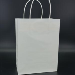 Quality OEM White Kraft Paper Bags Biodegradable Gold Glitter Embossing wholesale