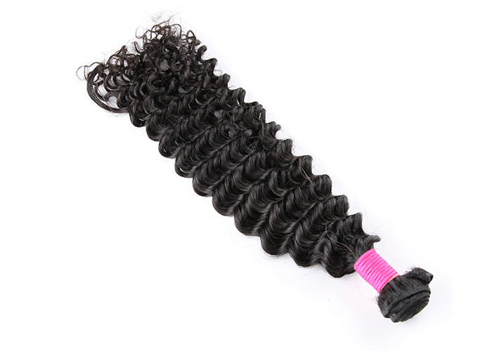 Natural Color Virgin Human Hair Extensions Deep Wave Full And High Density