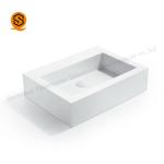 Matte Finish Bathroom Basin Sink Non Porous Acrylic Solid Surface 540mm Length