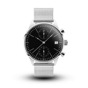 Quality Custom Logo Chronograph Silver Stainless Steel Watch With Black Face wholesale