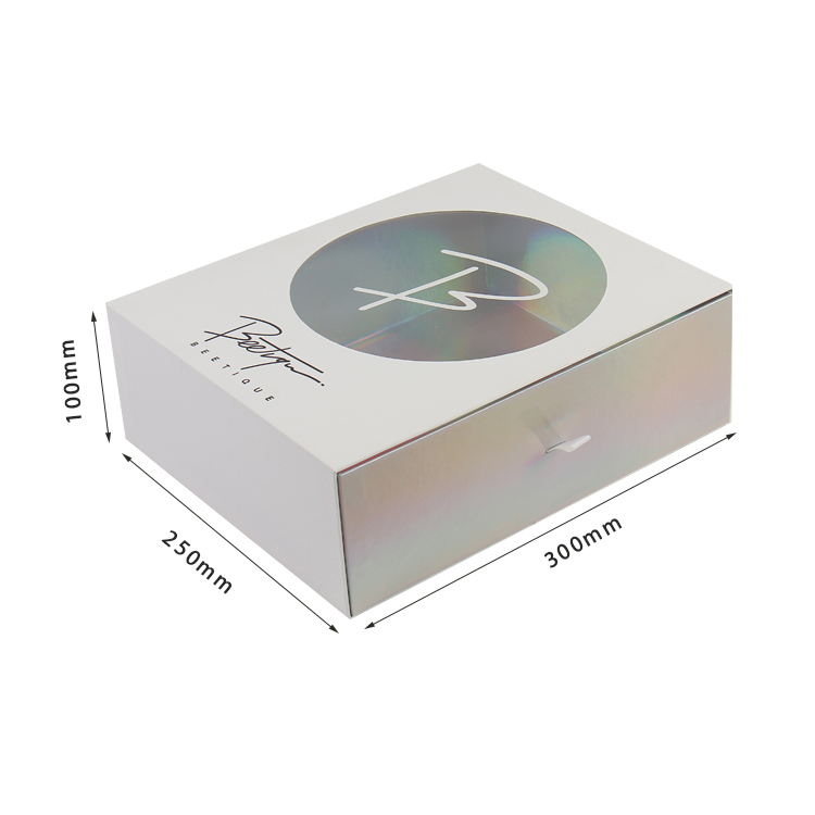 Custom Order Clear Window Rigid Cardboard Luxury Holographic Paper Gift Box for Cosmetics