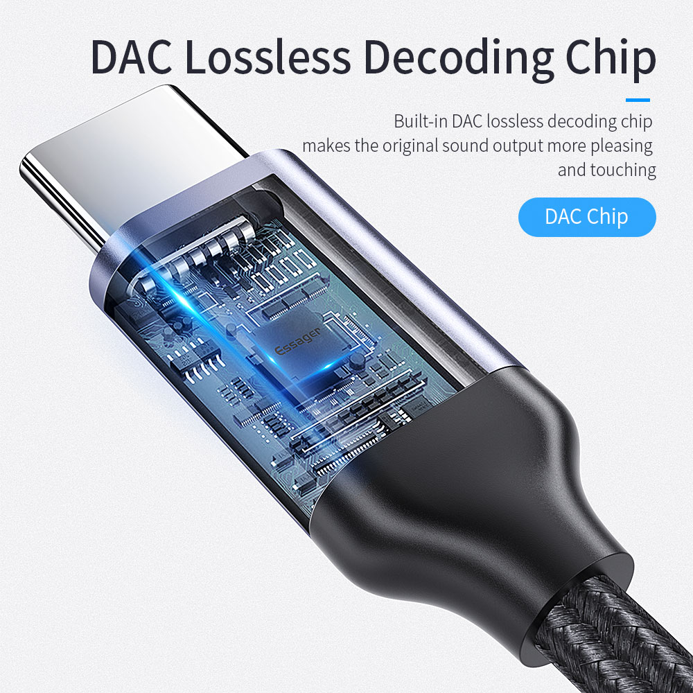 E01 USB Type-C To 3.5MM Female Earphone Digital Audio Jack Adapter for Type-C Devices