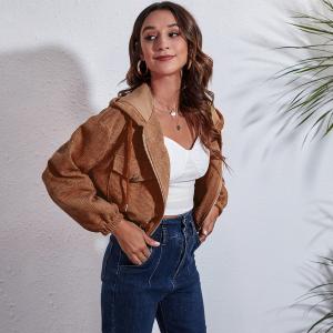 Quality Custom Clothing Factory China Women'S 100% Polyester S-XL Loose Drop Shoulder Long - Sleeved Short Coat wholesale
