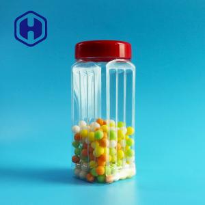 Quality 171mm Height PET Square Jar Bulk Nuts Cashews Scented Tea Dried Vegetable 560ml Plastic Cover wholesale