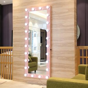 Quality Single Sided Full Length Hollywood Mirror Pink Metal Framed Full Body Vanity Mirror wholesale