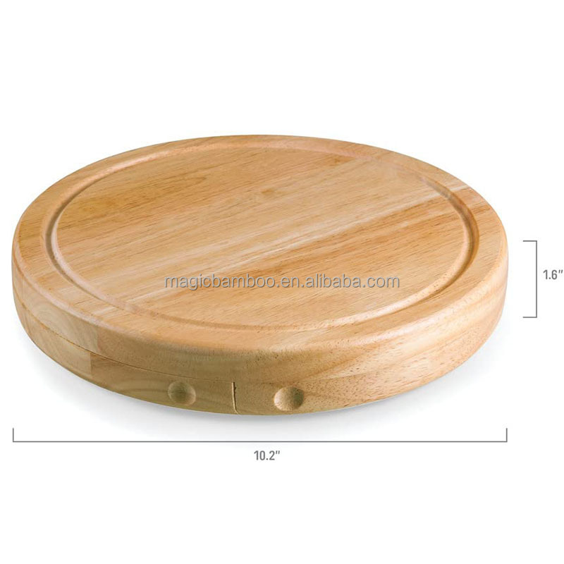 Natural Bamboo Wood Round Charcuterie Board Set Perfect for Chopping and Entertaining