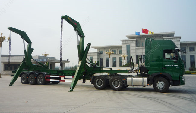 Heavy Duty Self Unloading Container Trailer With Hydraulic Container Lifter