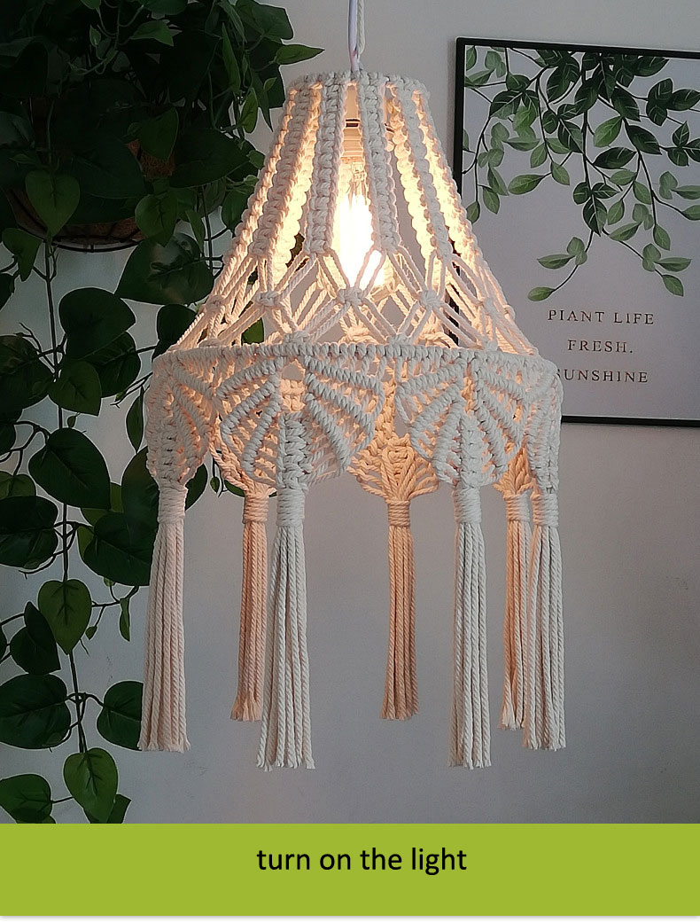 Bohemian Chandelier Hand Woven Lampshade Long Tassel Retro Decorative knitting lamp(WH-VP-216)