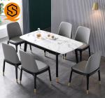 Oilproof Rectangle Restaurant Dining Table Marble Stone Tabletop