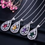 CZ charm pendant necklace dainty jewelry Water Drop Necklace and Earring Sets