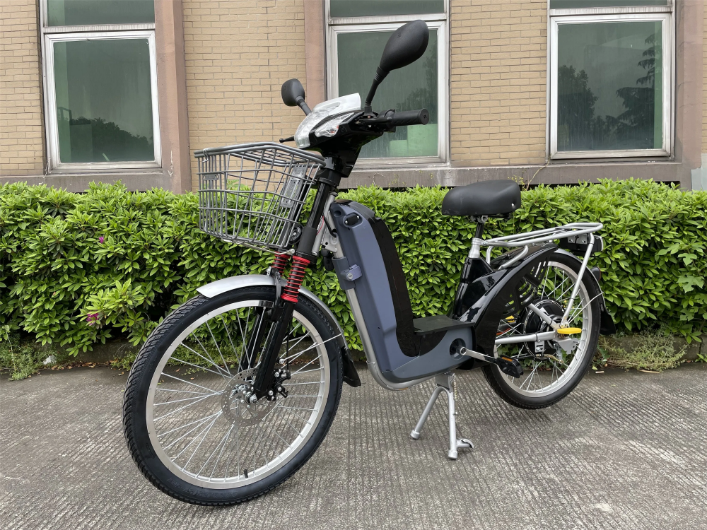 48V 12Ah 24 Inch Red Electric Bike With Lead Acid Battery Front Disk Rear Drum Brake