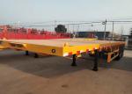 Yellow Flatbed 3 Axles Container Semi Trailer Truck Carrying Heavy Equipment