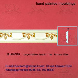 Quality Hand Painted Green plant / Crown mouldings / PU Mouldings wholesale