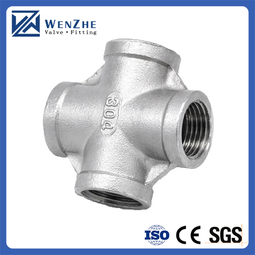 Cylindrical Head Code 201 304 316 Four Way Equal Male And Female Threaded Cross NPT BSP