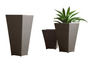 Quality Anti Rust Aluminum Frame Rattan Tall Outsite Flower Pots wholesale