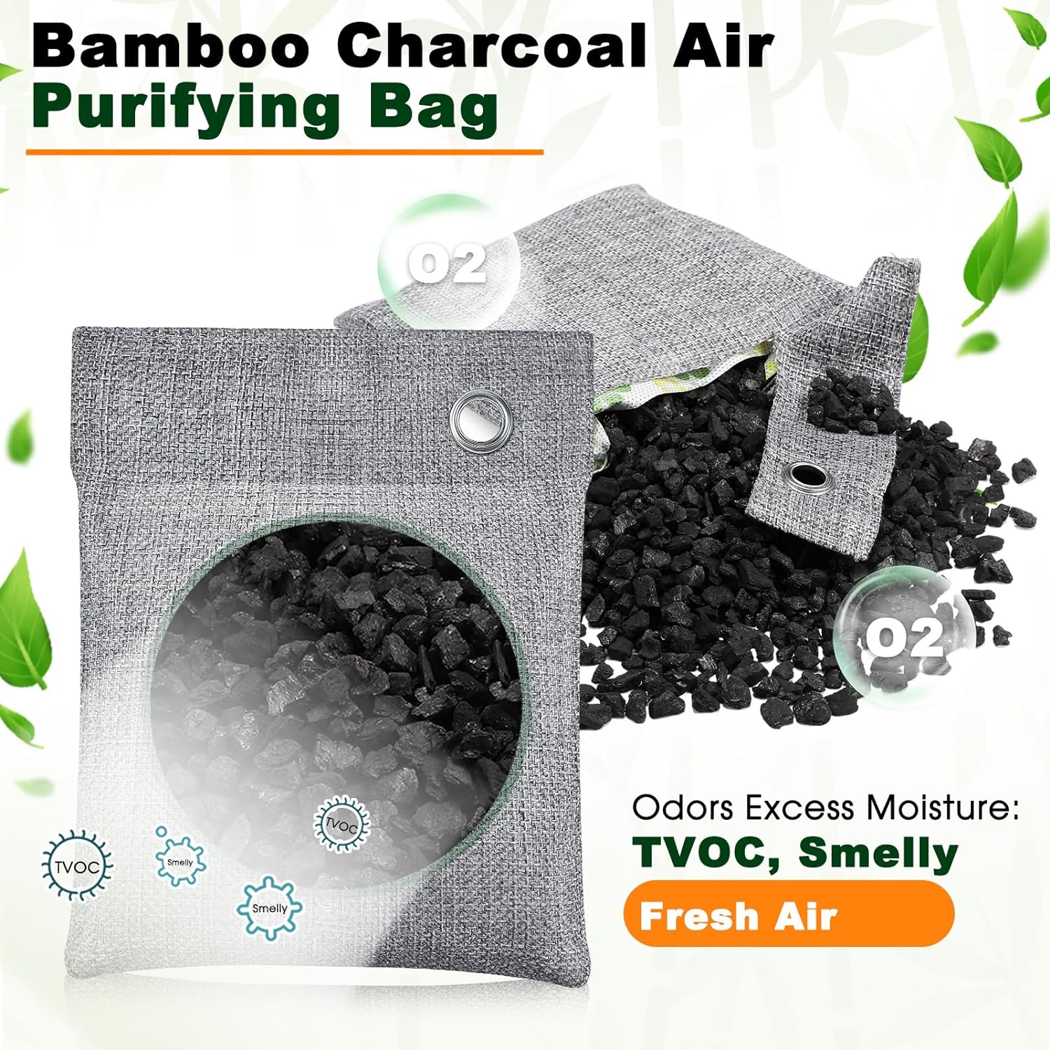30 Pack Bamboo Charcoal Air Purifying Bags Active Ingredient Content Above 80% Home