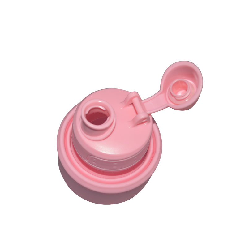 Outdoor Sports Folding Silicone Water Bottle 500ml Pink Thermal Insulation With Lid