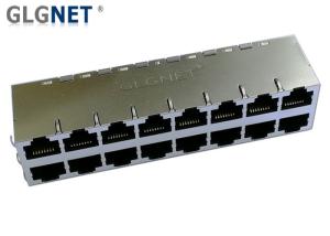 Quality 16 Ports Magnetic Rj45 Jacks 10 100 1000 Base T 0.2 mm Thickness With Brass wholesale