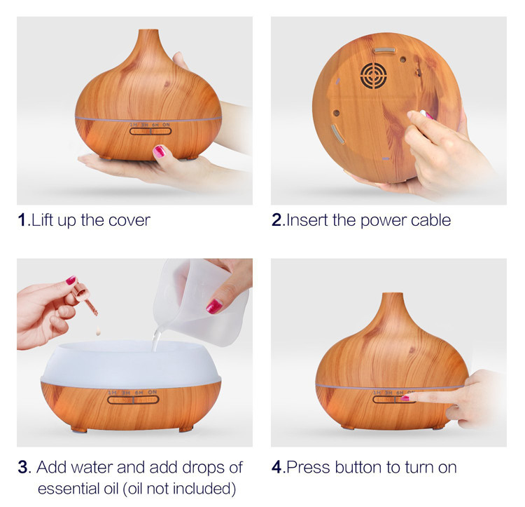 550ml Cool Mist Grain Aromatherapy Diffuser with Auto-Off Safety Switch for Home