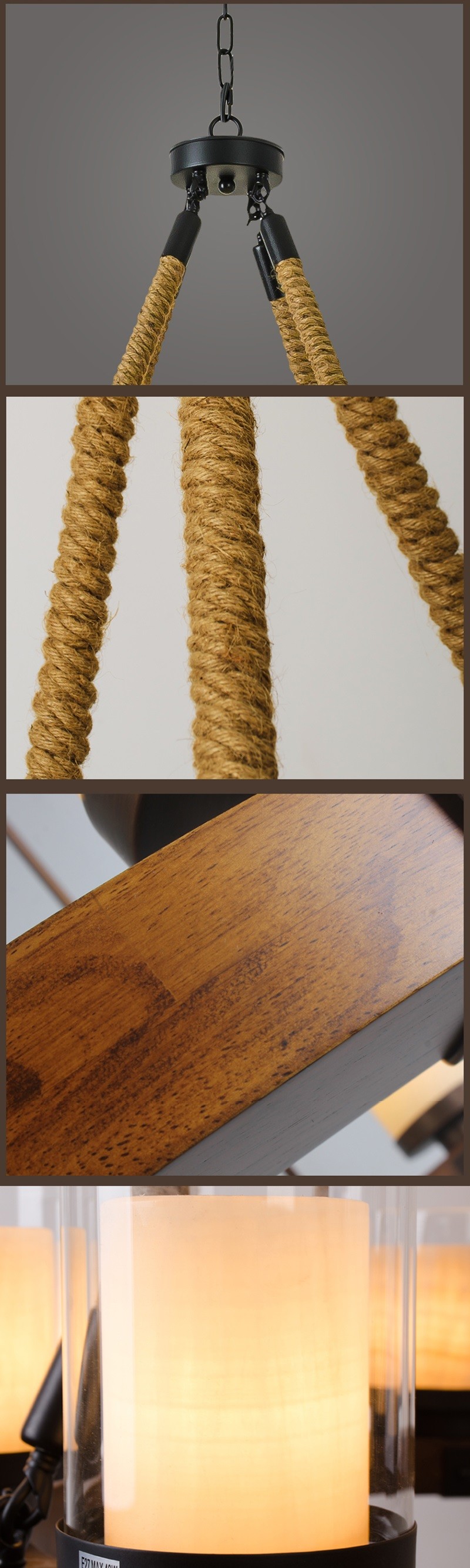 Retro Vintage Rope Pendant Light Lamp Loft Creative Personality Industrial Lamp(WH-CI-158)