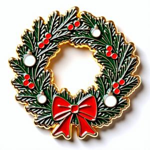 Quality Christmas Wreath Fridge Magnet With Pine Berries And Bow wholesale