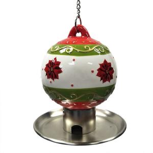 Quality Outdoor Ceramic Christmas Ball Metal Bird Feeder With Plated Stamping Iron Food Plate wholesale