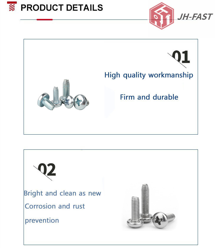 Galvanized DIN 7500 Cross Recessed Pan Head Thread Rolling Screws