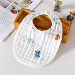 Fine Wearable Muslin Baby Bibs Plain / Seersucker Style 6 Layers Quick Dry