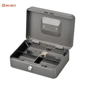 Quality Wear Resistant Metal Cash Box With Lock Coin Storage Money Safe 3 Compartments wholesale