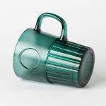 400ml Striped Glass Drinking Cups Green 14 Oz Glass Mug Lead Free Machine