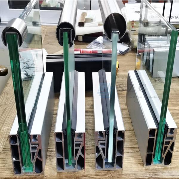 Clear Safety Aluminum U Channel Glass Railing Powder Coated Aluminum Glass