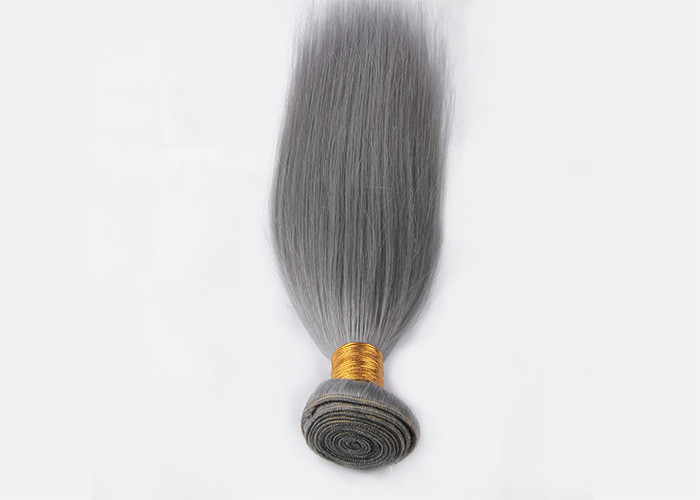 Silver Grey 100% Virgin Human Hair Extensions Double Machine Weft No Tangling