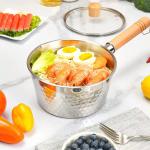 Modern Design Kitchen Sauce Pans 18/8 Stainless Steel With Wooden Handle