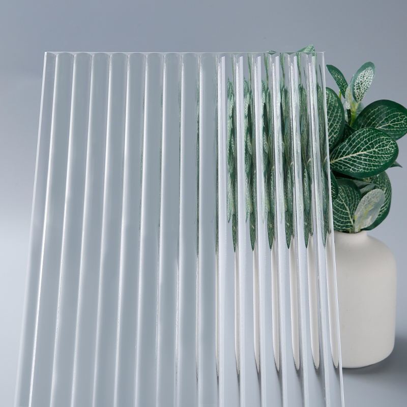 Decorative Tinted Tempered Clear Float Glass Narrow Reeded 2mm For Building