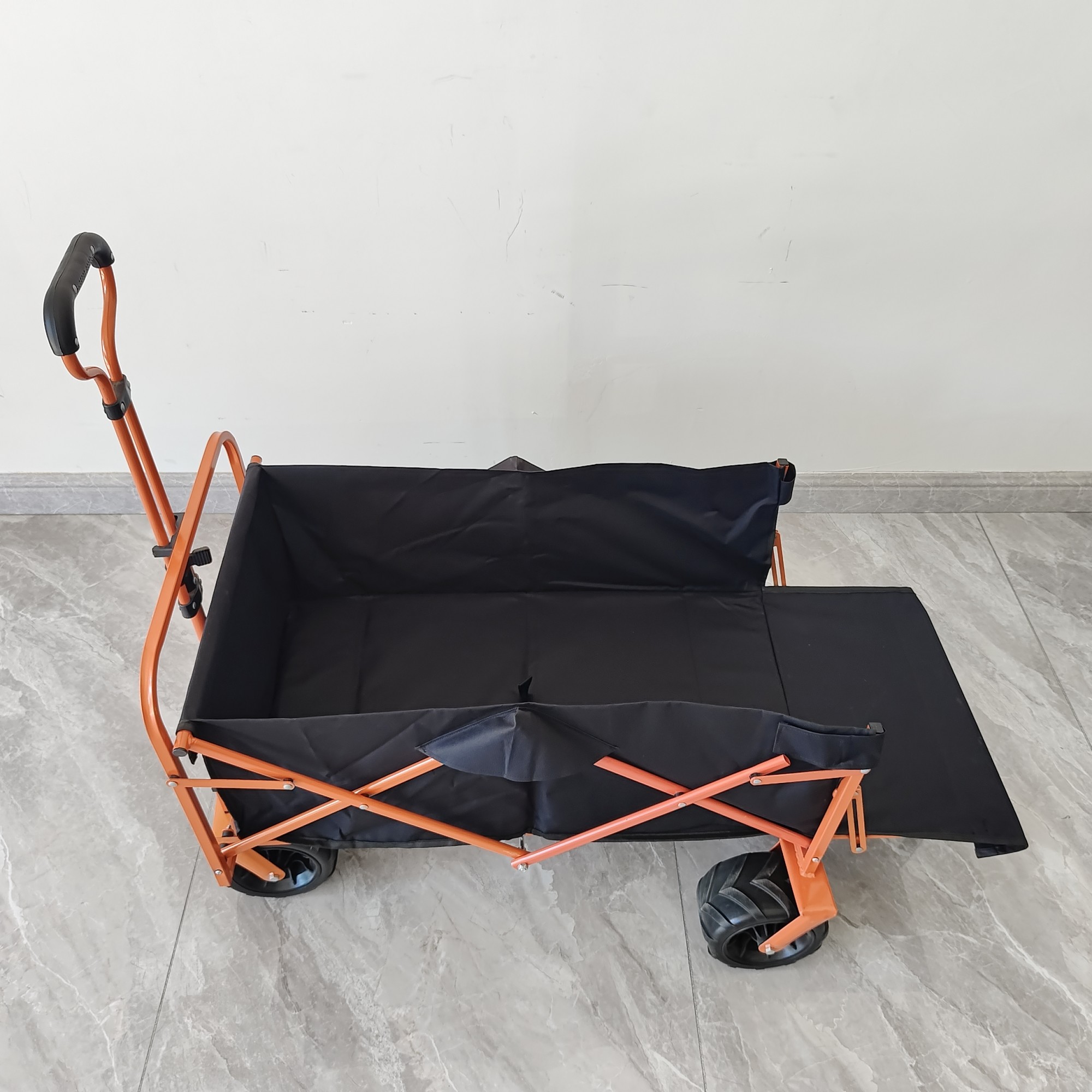 Rear Opening Folding Shopping Cart Trolley Beach Camping Folding Cart PU Wheel