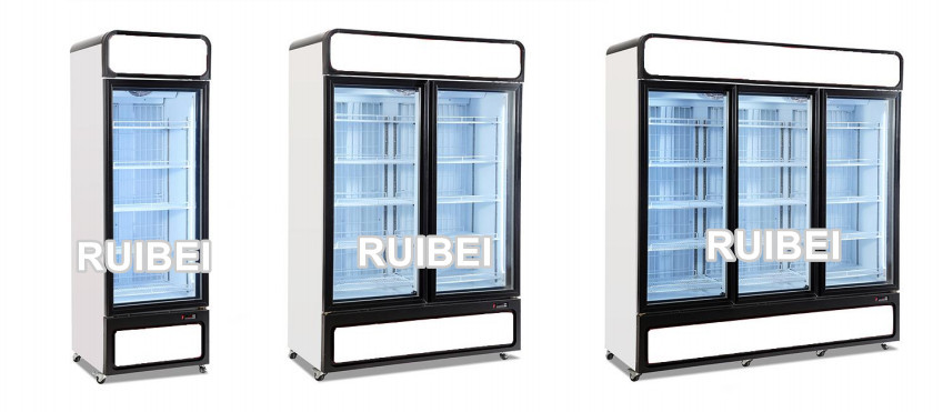 Supermarket Convenience Store Beverage Cooler Showcase Beer Upright Freezer With Glass Door