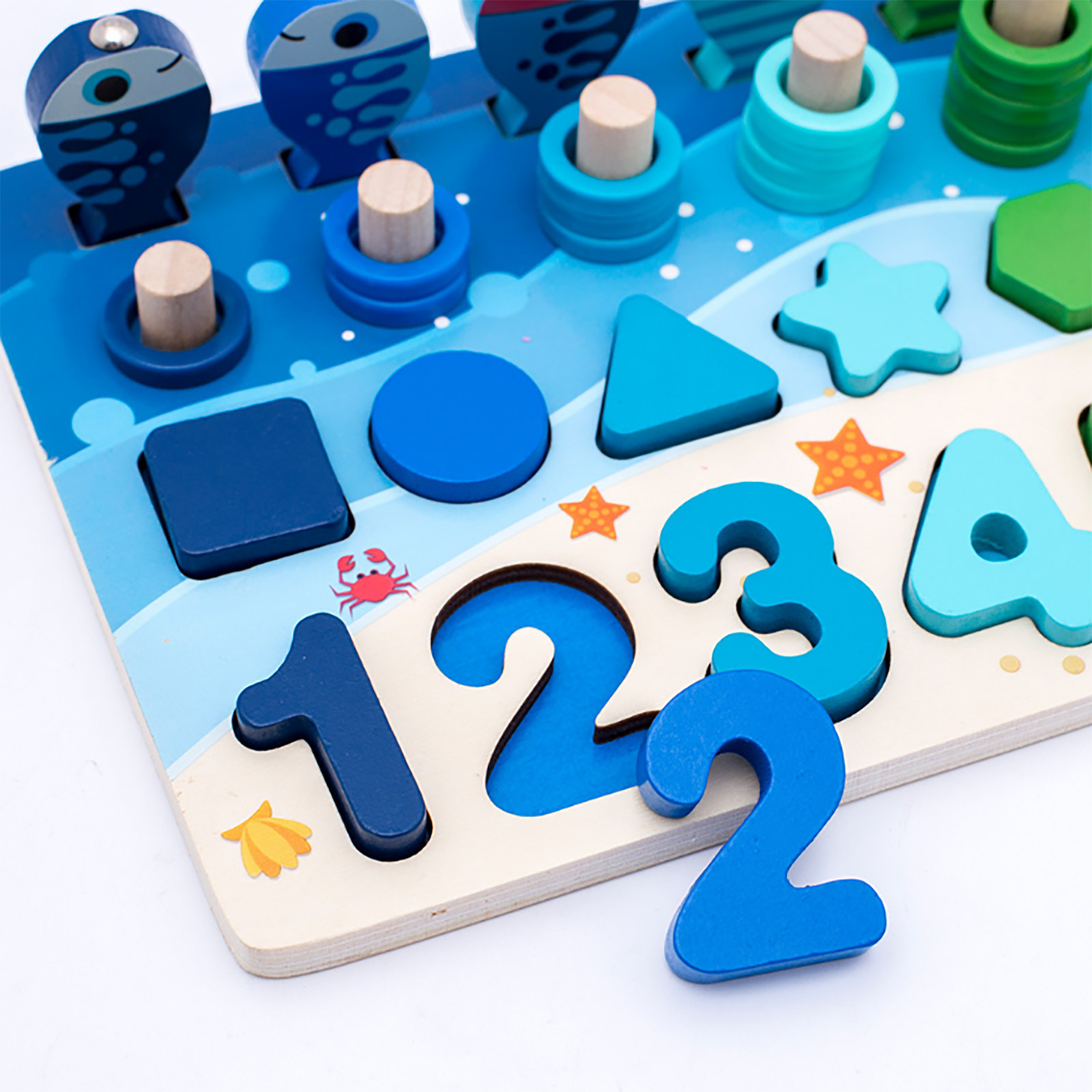 Math Fishing Educational Wooden Montessori Baby Toys 15cm